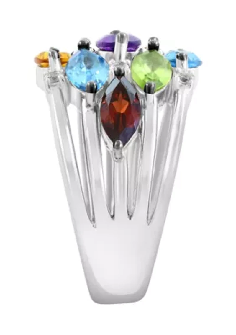 Sterling Silver Multi Semi Precious Ring