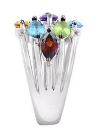 Sterling Silver Multi Semi Precious Ring