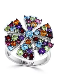 Amethyst, Blue Topaz, Citrine, Garnet, Rhodolite, Peridot Ring in Sterling Silver