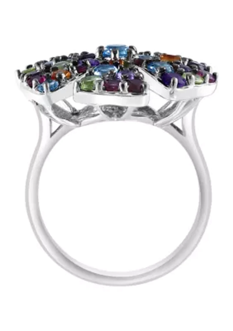 Amethyst, Blue Topaz, Citrine, Garnet, Rhodolite, Peridot Ring in Sterling Silver