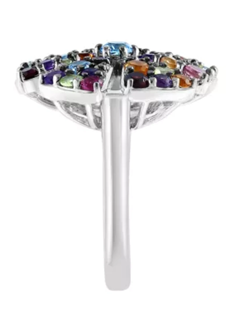 Amethyst, Blue Topaz, Citrine, Garnet, Rhodolite, Peridot Ring in Sterling Silver
