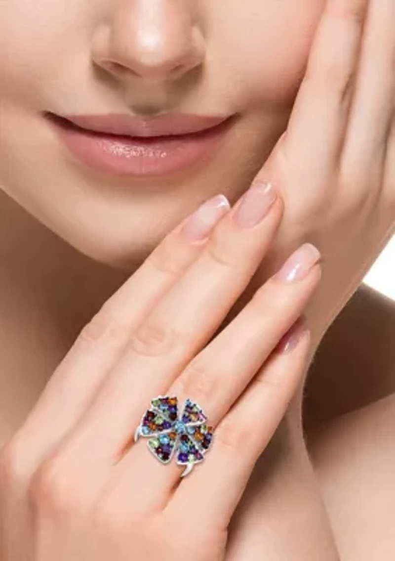 Amethyst, Blue Topaz, Citrine, Garnet, Rhodolite, Peridot Ring in Sterling Silver