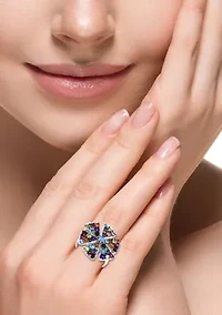 Amethyst, Blue Topaz, Citrine, Garnet, Rhodolite, Peridot Ring in Sterling Silver