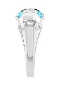 2.56 ct. t.w. Turquoise, Tsavorite Panther Ring in Sterling Silver