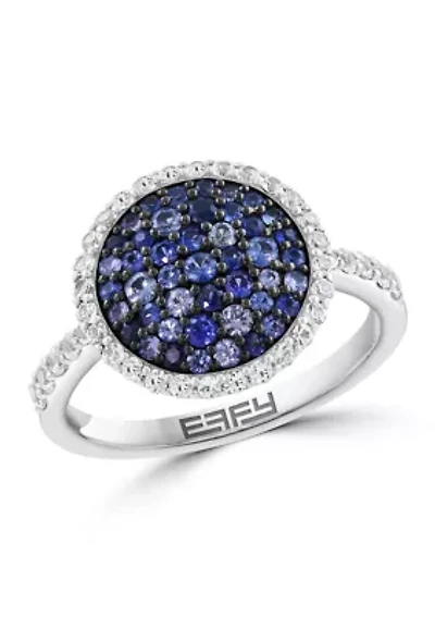Sterling Silver Blue and White Sapphire Ring