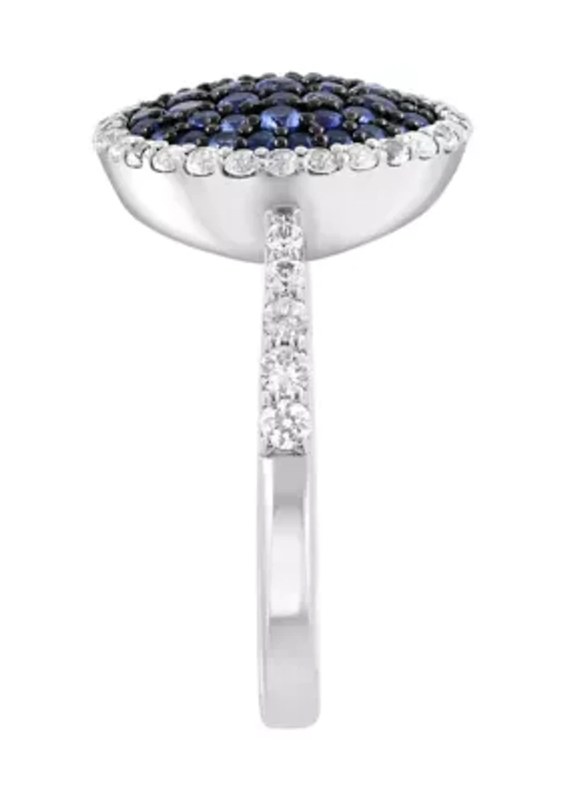 Sterling Silver Blue and White Sapphire Ring