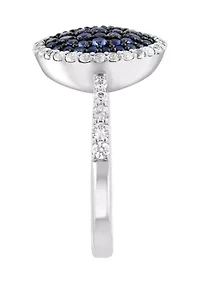 Sterling Silver Blue and White Sapphire Ring