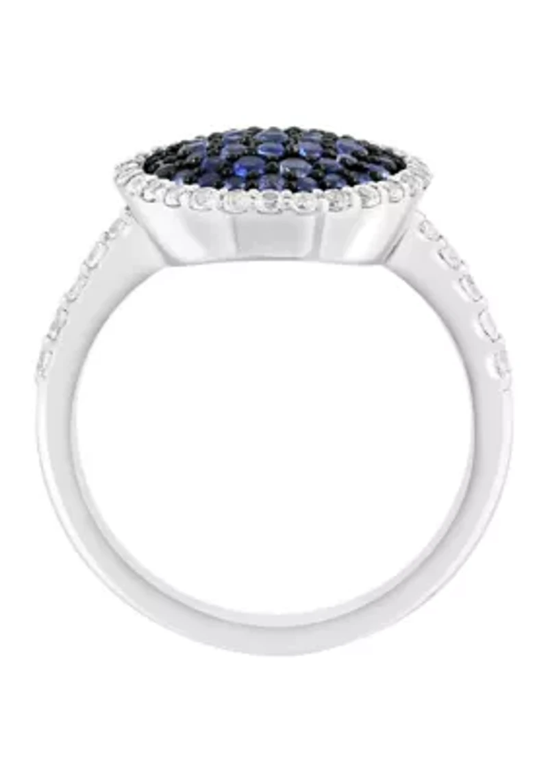 Sterling Silver Blue and White Sapphire Ring