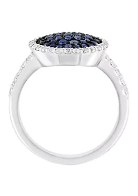 Sterling Silver Blue and White Sapphire Ring