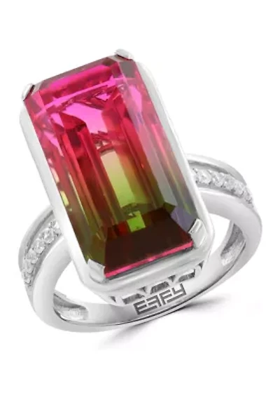 14 ct. t.w. Quartz Crystal, Zircon Ring in Sterling Silver