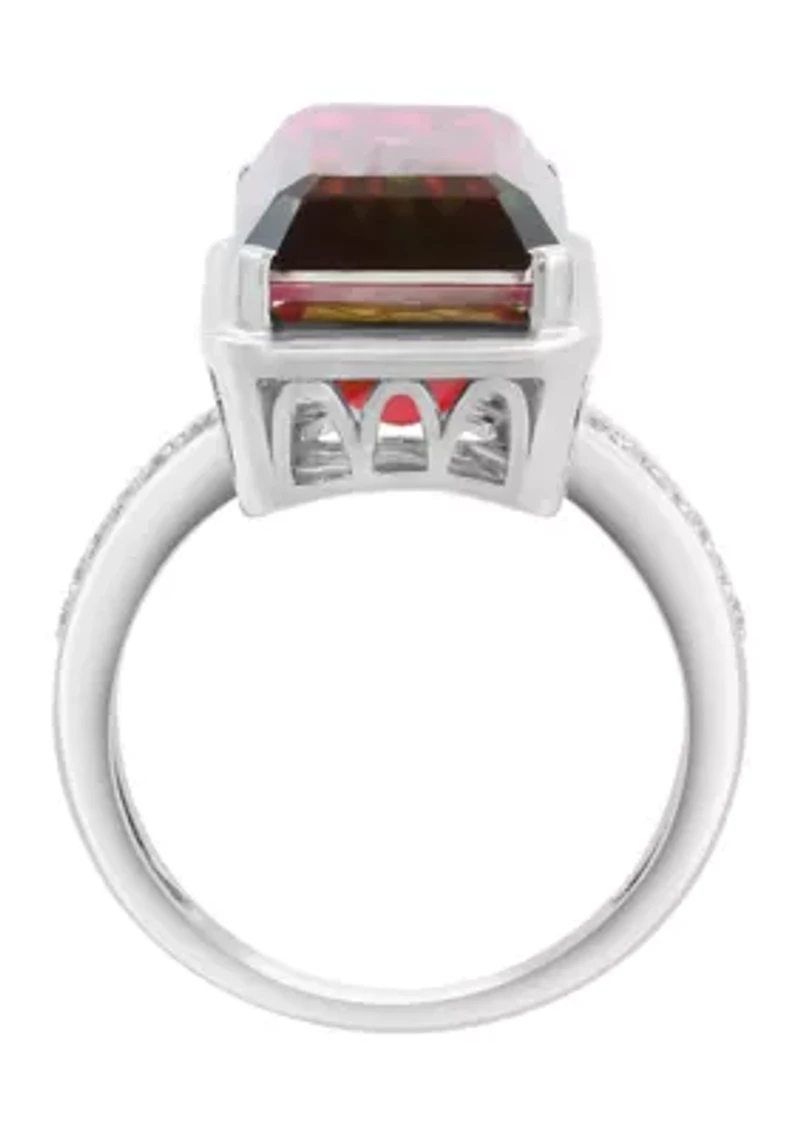 14 ct. t.w. Quartz Crystal, Zircon Ring in Sterling Silver