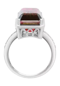 14 ct. t.w. Quartz Crystal, Zircon Ring in Sterling Silver