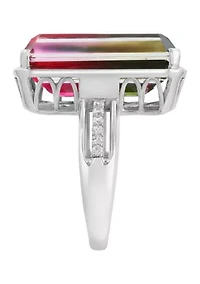 14 ct. t.w. Quartz Crystal, Zircon Ring in Sterling Silver