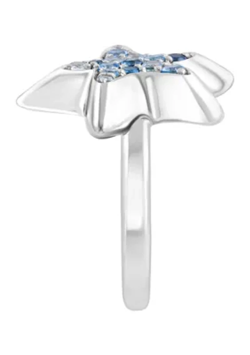 Sterling Silver Blue Topaz Starfish Ring