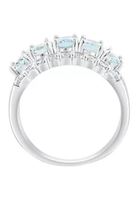 Aqua Zircon Band Ring in Sterling Silver