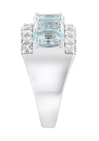 Aqua Zircon Band Ring in Sterling Silver