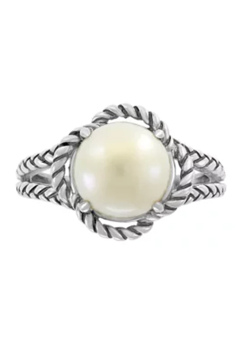 Sterling Silver 9 Millimeter Freshwater Pearl Ring 
