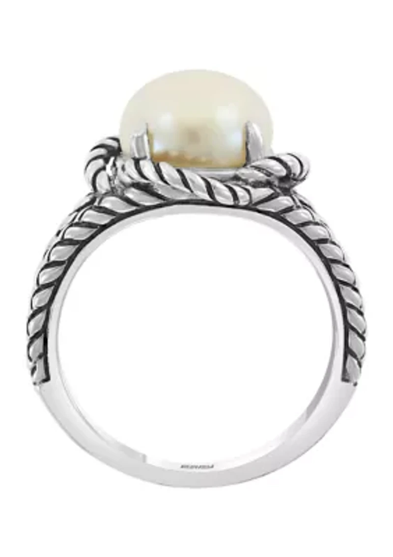 Sterling Silver 9 Millimeter Freshwater Pearl Ring 