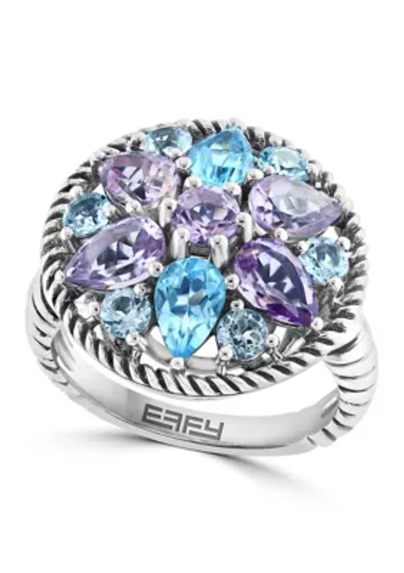 Amethyst and Sky Blue Topaz Ring in Sterling Silver