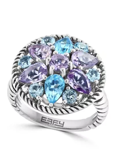 Amethyst and Sky Blue Topaz Ring in Sterling Silver