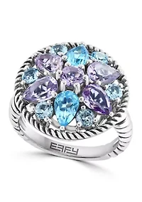 Amethyst and Sky Blue Topaz Ring in Sterling Silver