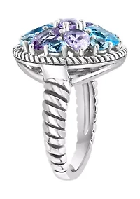 Amethyst and Sky Blue Topaz Ring in Sterling Silver