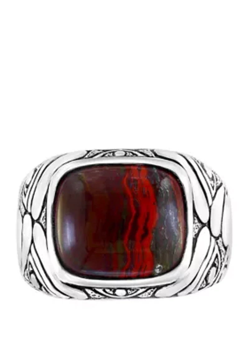 Men's 5.4 ct. t.w. Red Jasper Ring in Sterling Silver