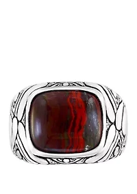 Men's 5.4 ct. t.w. Red Jasper Ring in Sterling Silver 