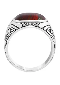 Men's 5.4 ct. t.w. Red Jasper Ring in Sterling Silver 