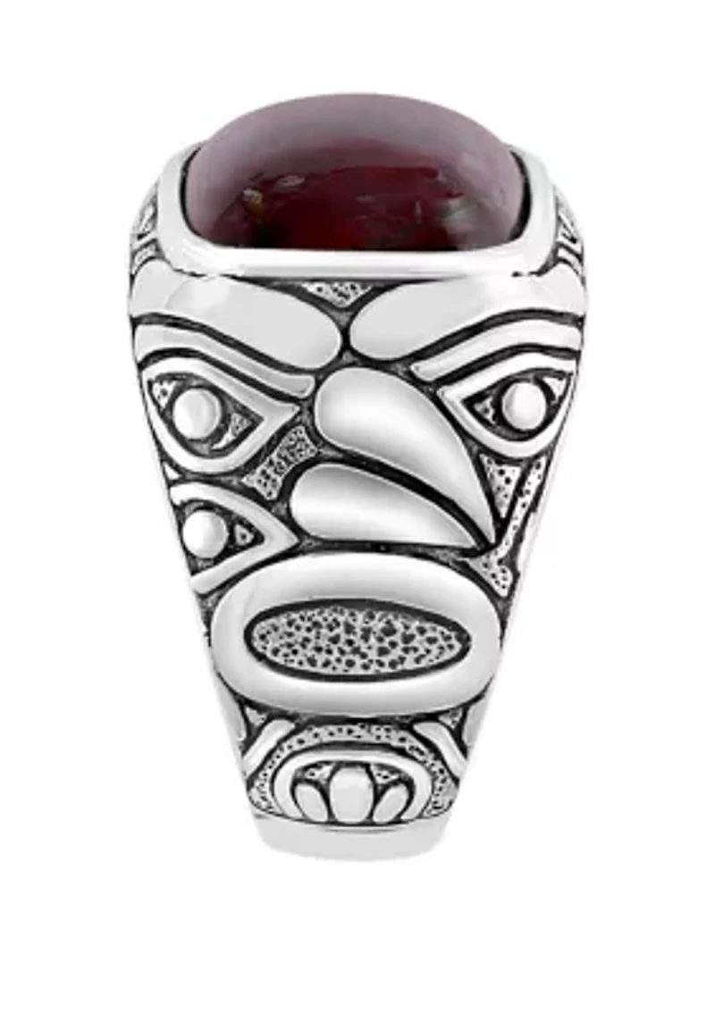Men's 5.4 ct. t.w. Red Jasper Ring in Sterling Silver