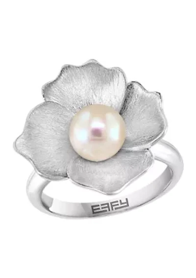 Sterling Silver Freshwater Pearl Flower Ring