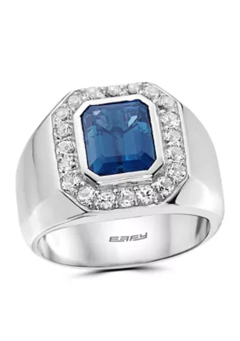 Men's Sterling Silver 4.71 ct. t.w. London Blue and White Sapphire Ring