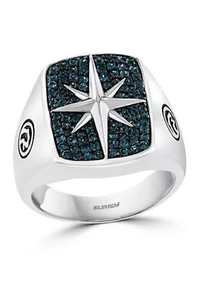 Men's 3/4 ct. t.w. London Blue Topaz Star Ring in Sterling Silver