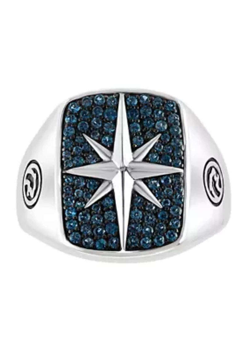 Men's 3/4 ct. t.w. London Blue Topaz Star Ring in Sterling Silver