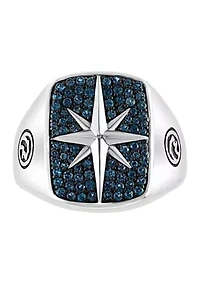 Men's 3/4 ct. t.w. London Blue Topaz Star Ring in Sterling Silver