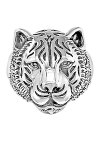 Men's Sterling Silver Tiger Ring 