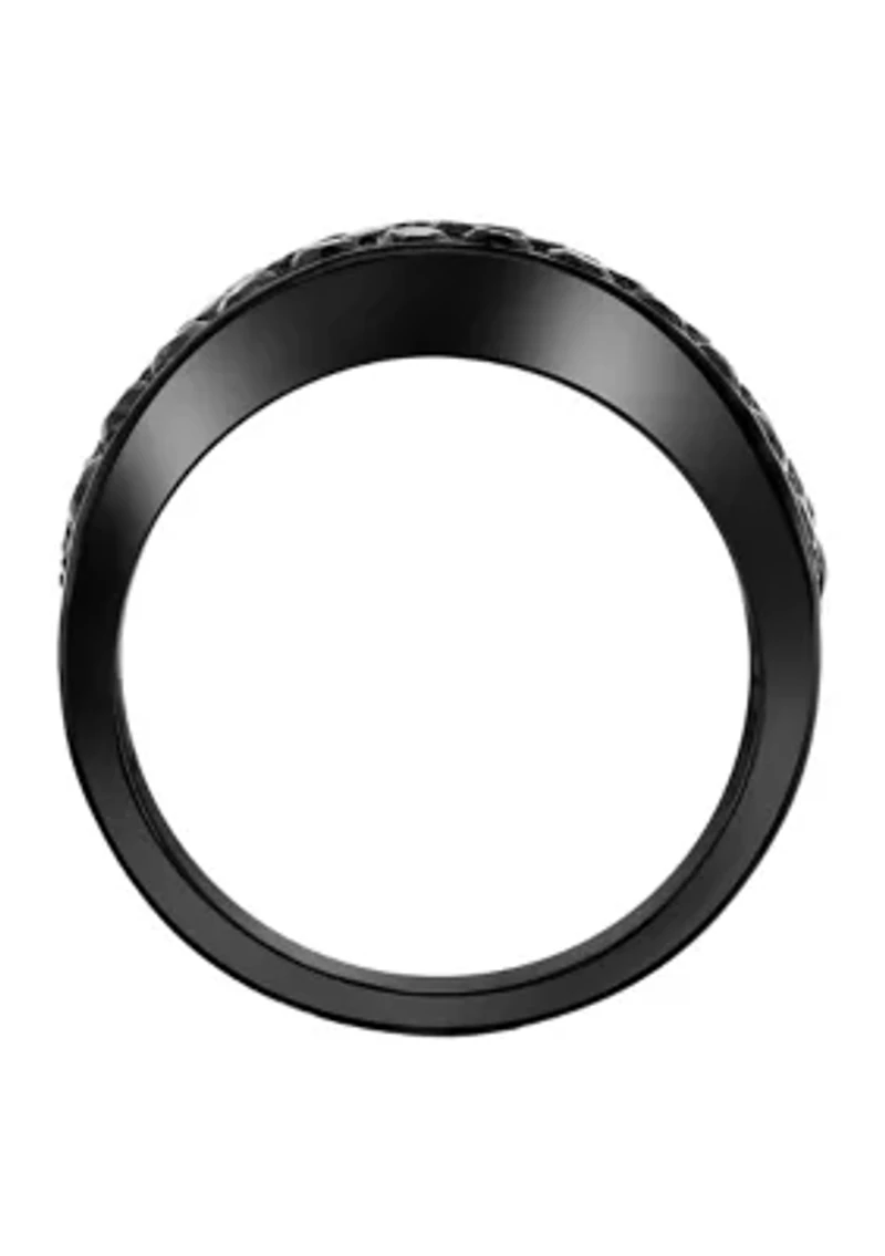 Men's Sterling Silver Black Spinel Ring 