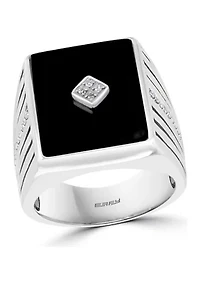  1/8 ct. t.w. Diamond and 5.82 ct. t.w. Onyx Ring in Sterling Silver