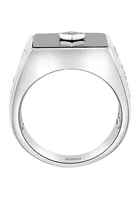  1/8 ct. t.w. Diamond and 5.82 ct. t.w. Onyx Ring in Sterling Silver