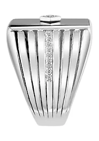  1/8 ct. t.w. Diamond and 5.82 ct. t.w. Onyx Ring in Sterling Silver