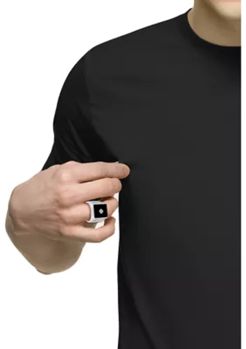  1/8 ct. t.w. Diamond and 5.82 ct. t.w. Onyx Ring in Sterling Silver