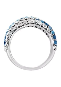 Blue Topaz Cable Faux Stack Ring in Sterling Silver 