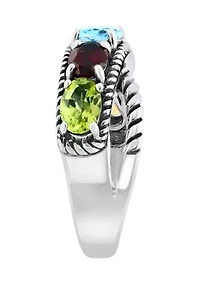 Amethyst, Blue Topaz, Citrine, Garnet, and Peridot Ring in Sterling Silver