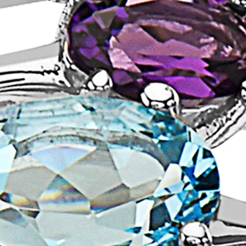Amethyst and Blue Topaz Ring in Sterling Silver