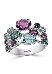Amethyst and Blue Topaz Ring in Sterling Silver