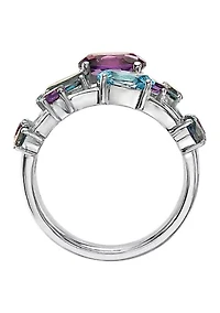Amethyst and Blue Topaz Ring in Sterling Silver