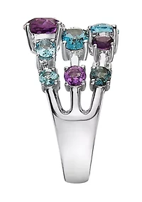 Amethyst and Blue Topaz Ring in Sterling Silver