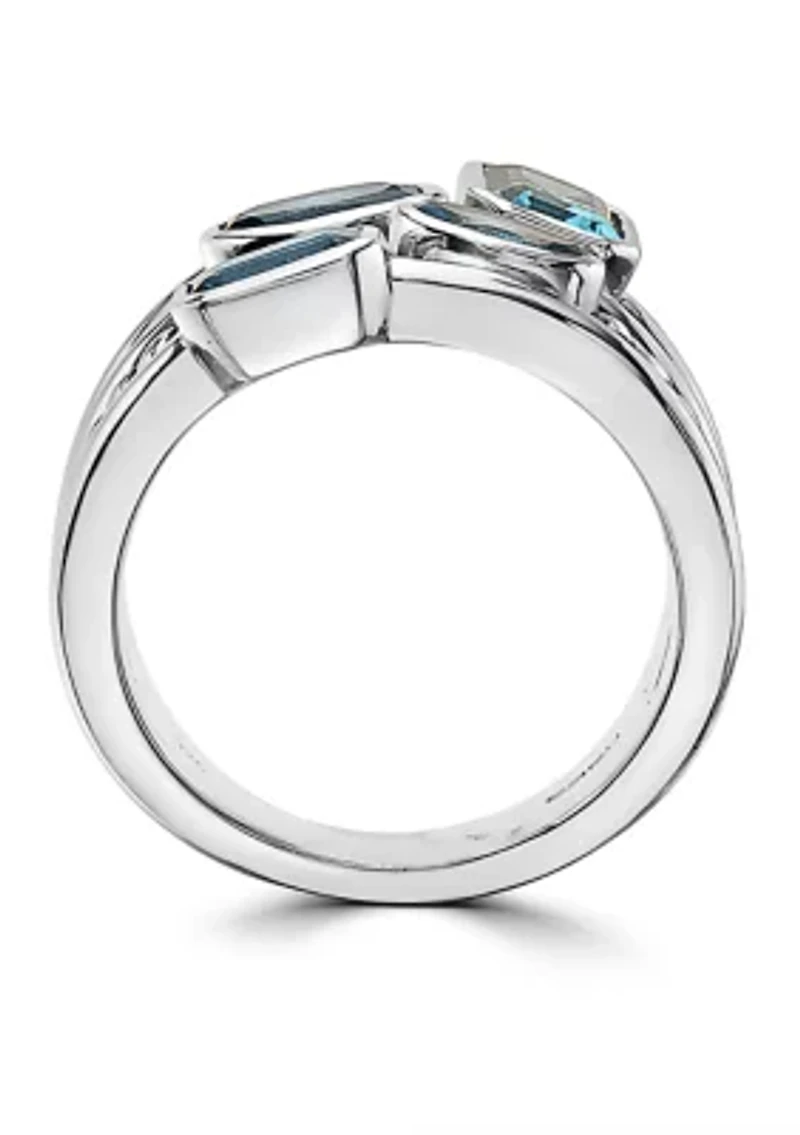 Sterling Silver Blue Topaz and London Blue Topaz Ring