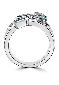 Sterling Silver Blue Topaz and London Blue Topaz Ring