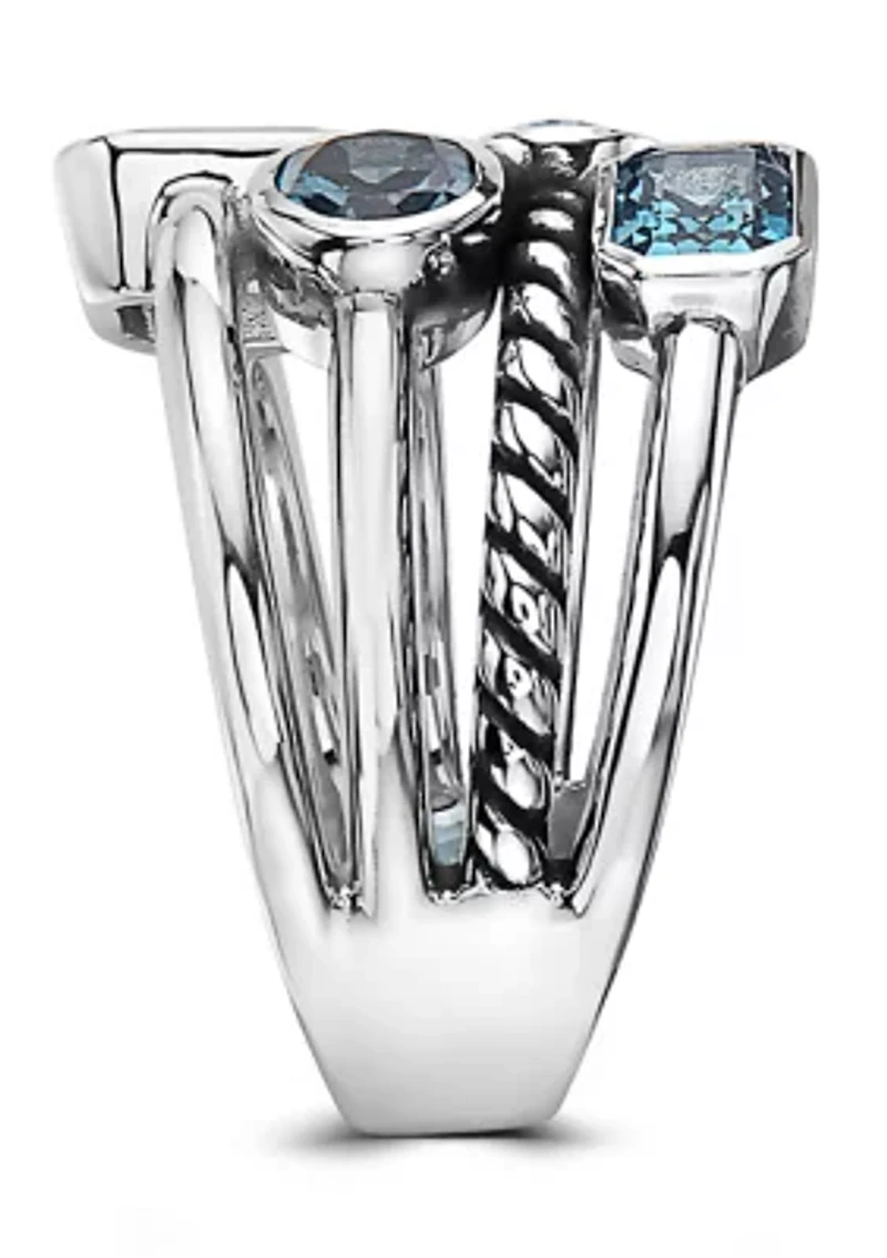 Sterling Silver Blue Topaz and London Blue Topaz Ring